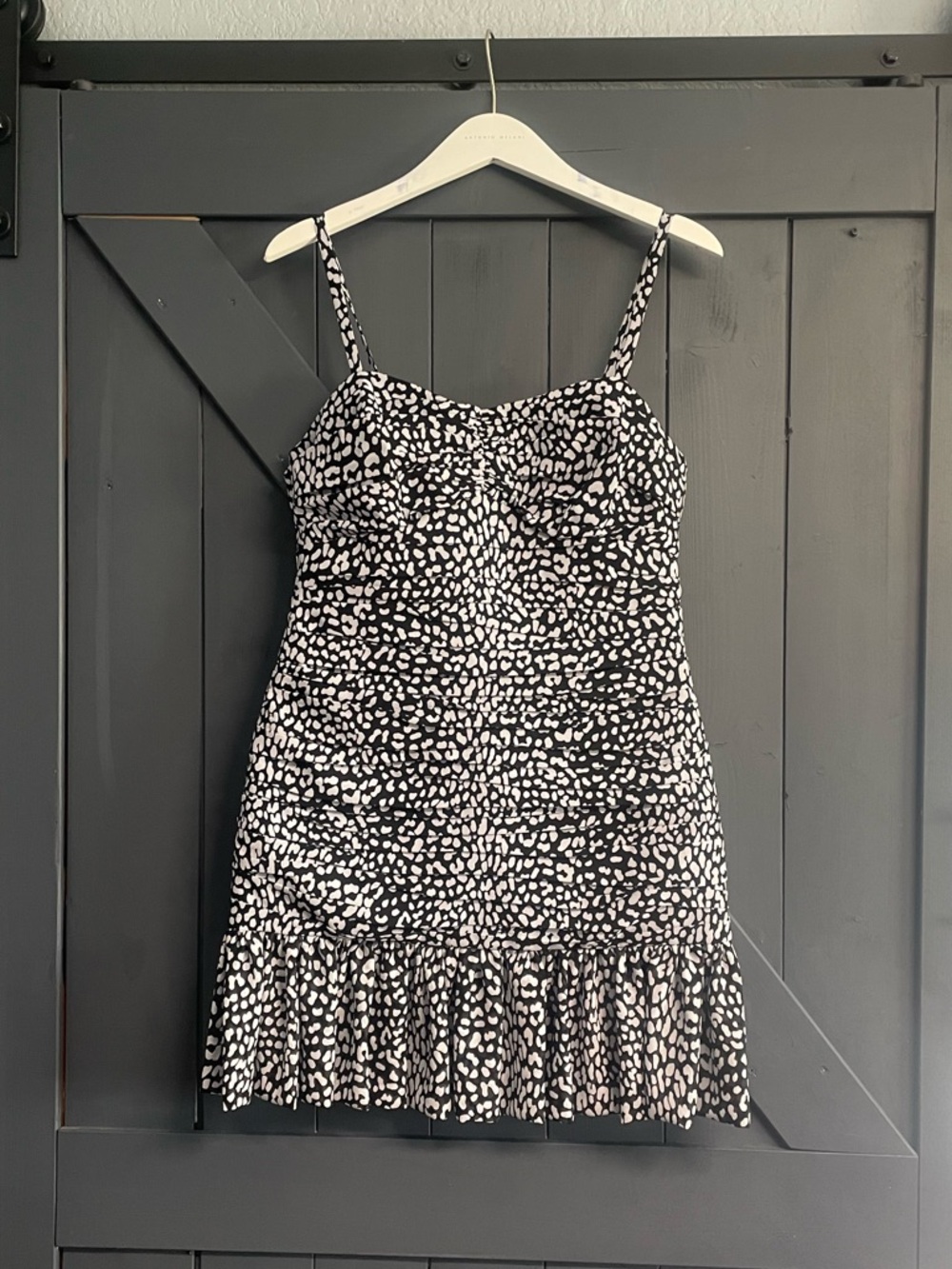 Michael Kors Black and White Animal Print Slip Dress